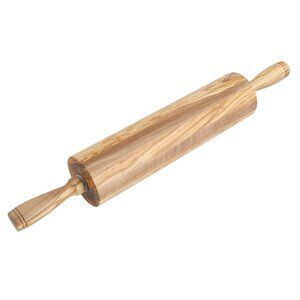Pioneer Woman Rolling Pin Olive Wood With Handles 19.5 Inch Solid Natural Wood